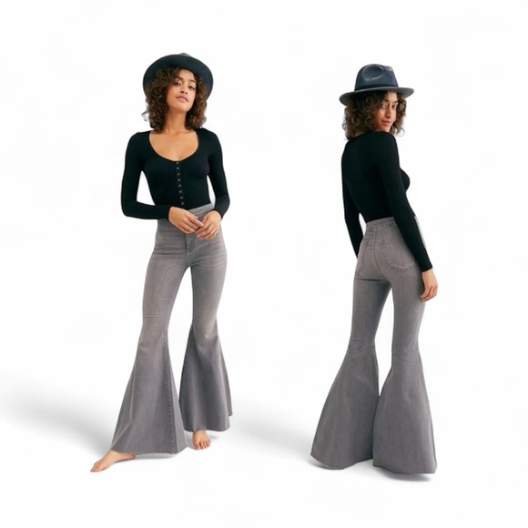 Free People Denim - Free People Gray Flare Jeans